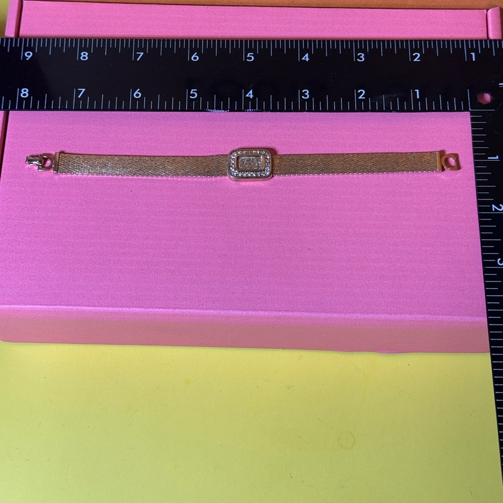 Dior Gold Mesh Bracelet with Sparkling Centerpiece - Picture 11 of 12